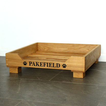 Solid Oak Engraved and Customised Dog Bed