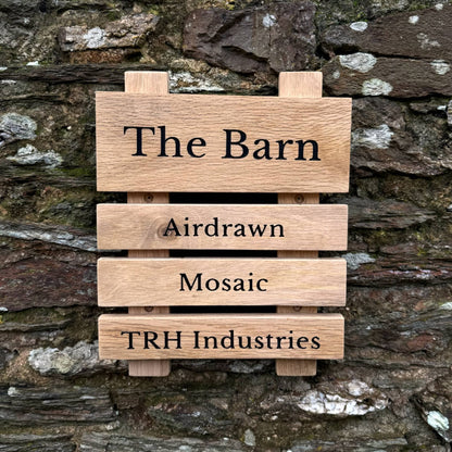 Wall-Mounted Ladder Tiered Slatted Wooden Sign