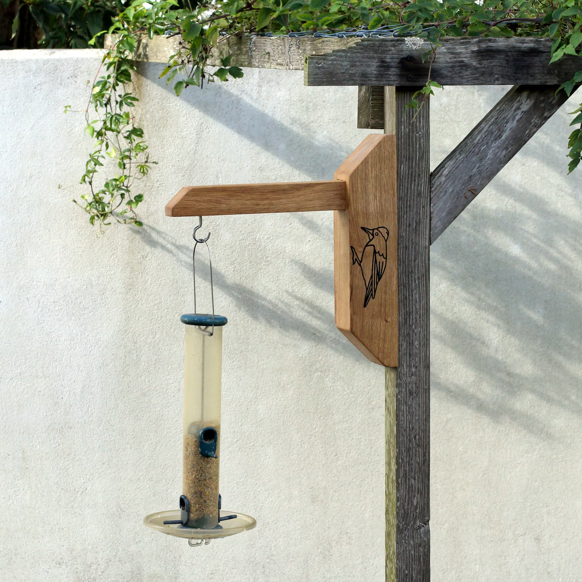 Wall-Mounted Wooden Bird Feeding Station