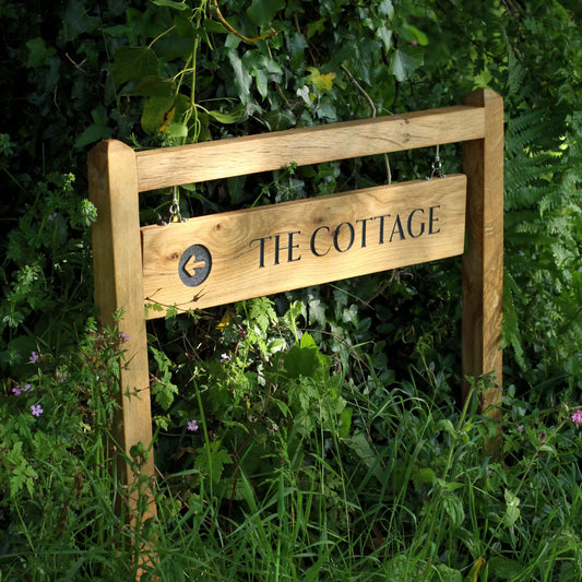 Traditional Swinging Wooden Outdoor Swinging Sign with Two Posts