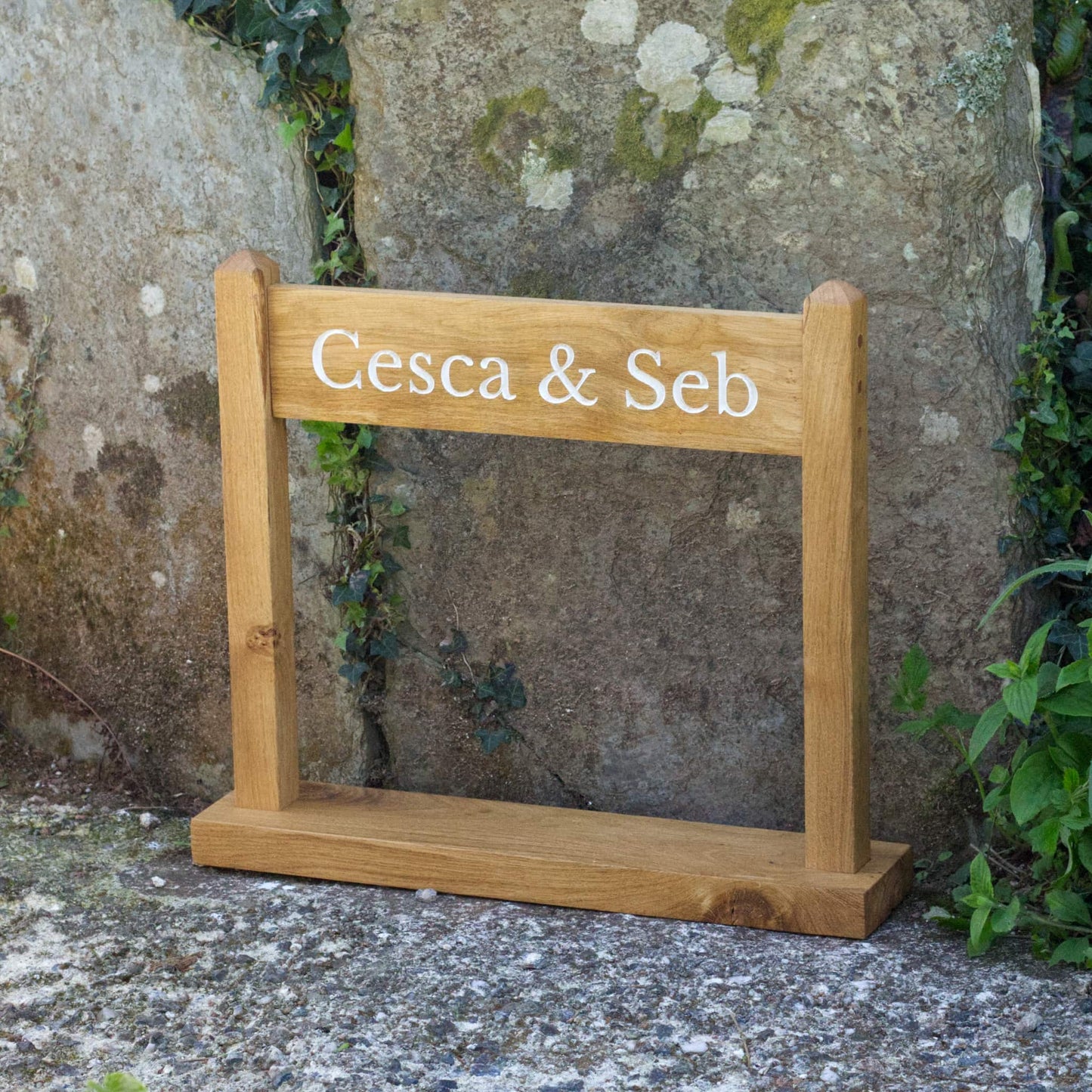 Portable Engraved Oak Sign