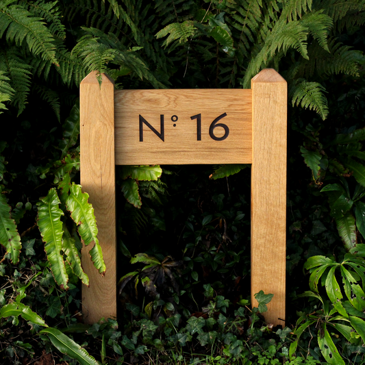 Bespoke Solid Oak Two Post Sign – Custom Font & Traditional Mortise Joinery
