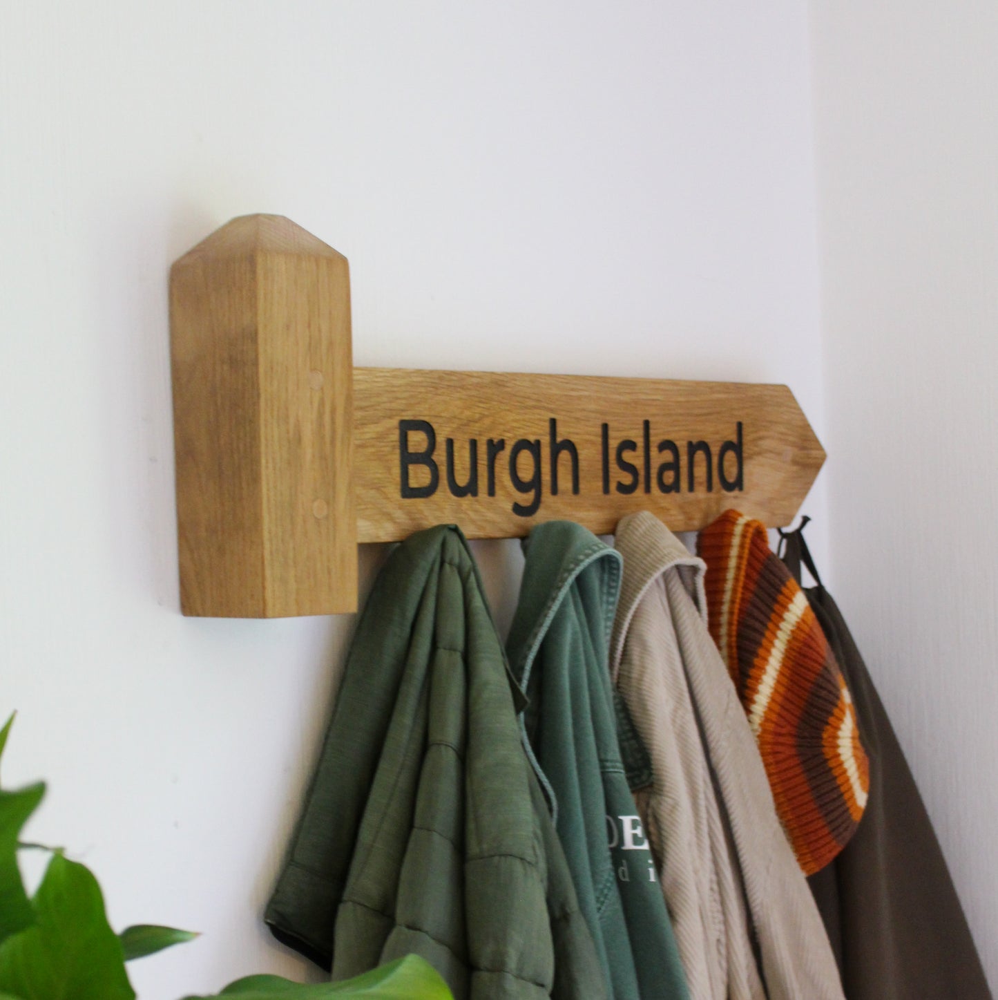 Engraved Wooden Coat Rack | Footpath style Coat Hanger