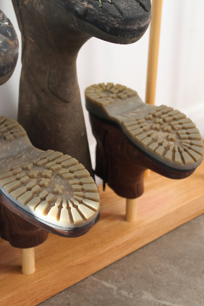 Wooden Engraved Boot and Welly Floor Rack | Family Shoe Holder