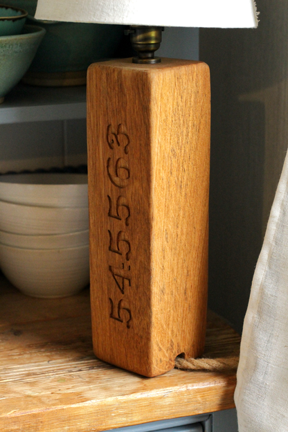 Personalised Wooden Engraved Lamp Base| with Lead and Bulb Holder