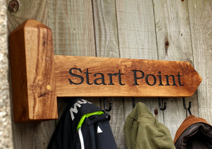 Engraved Wooden Coat Rack | Footpath style Coat Hanger