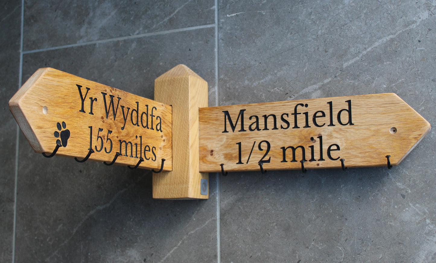 Personalised Oak Footpath Style Corner Coat Rack
