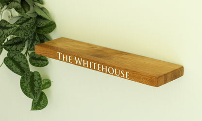 Personalised Engraved Floating Shelf made from Dartmoor Oak