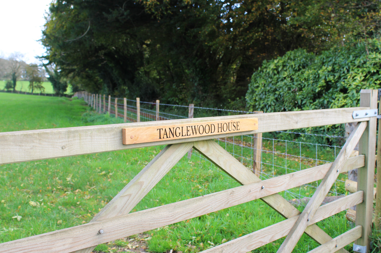 Classic Engraved Wooden Gate Sign