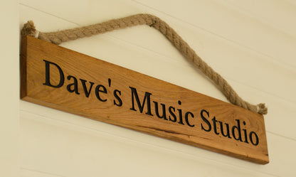 Rustic Bespoke Wooden Hanging Sign with Hessian Rope