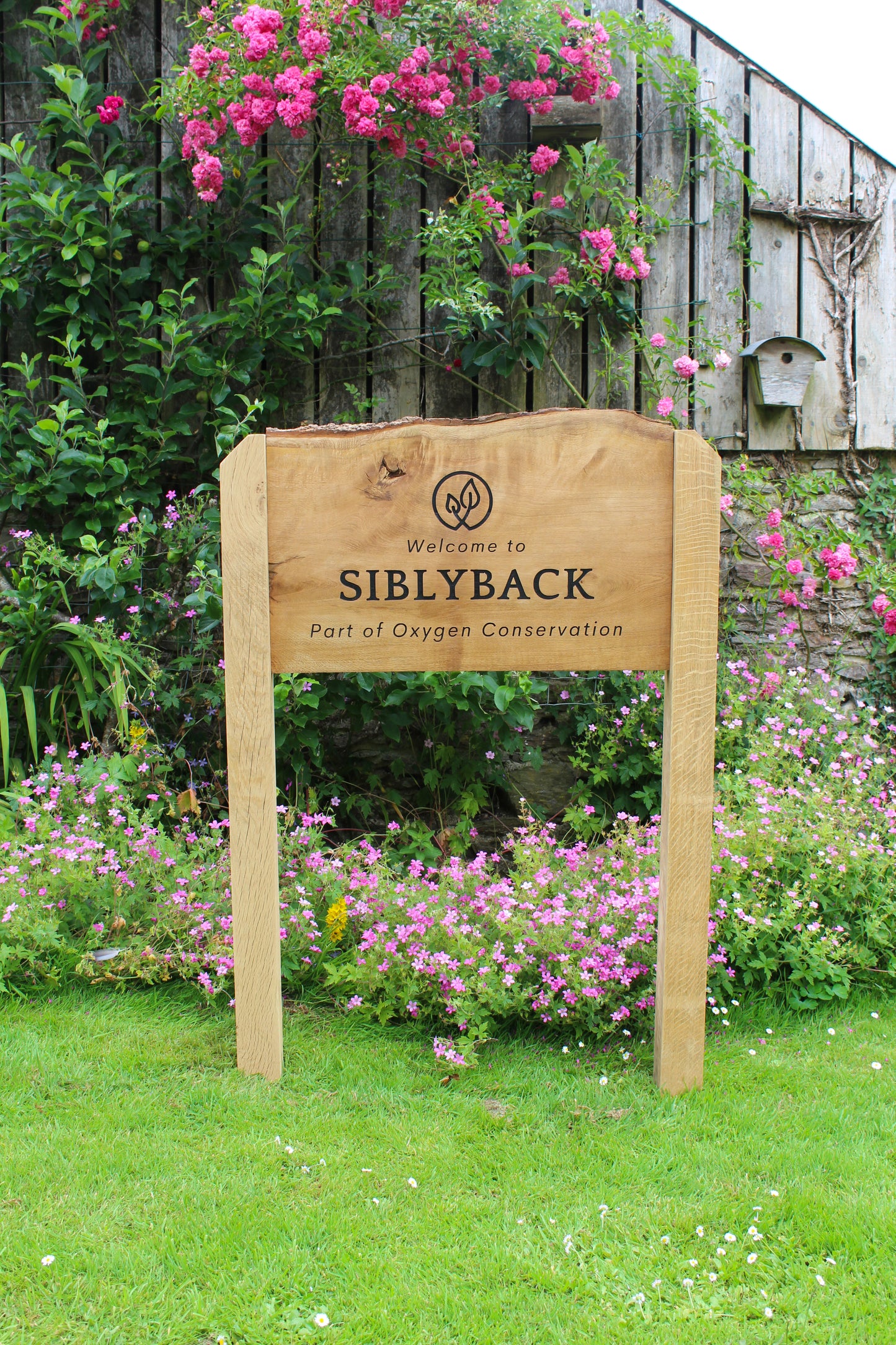 Engraved Live Edge Oak Estate Signage