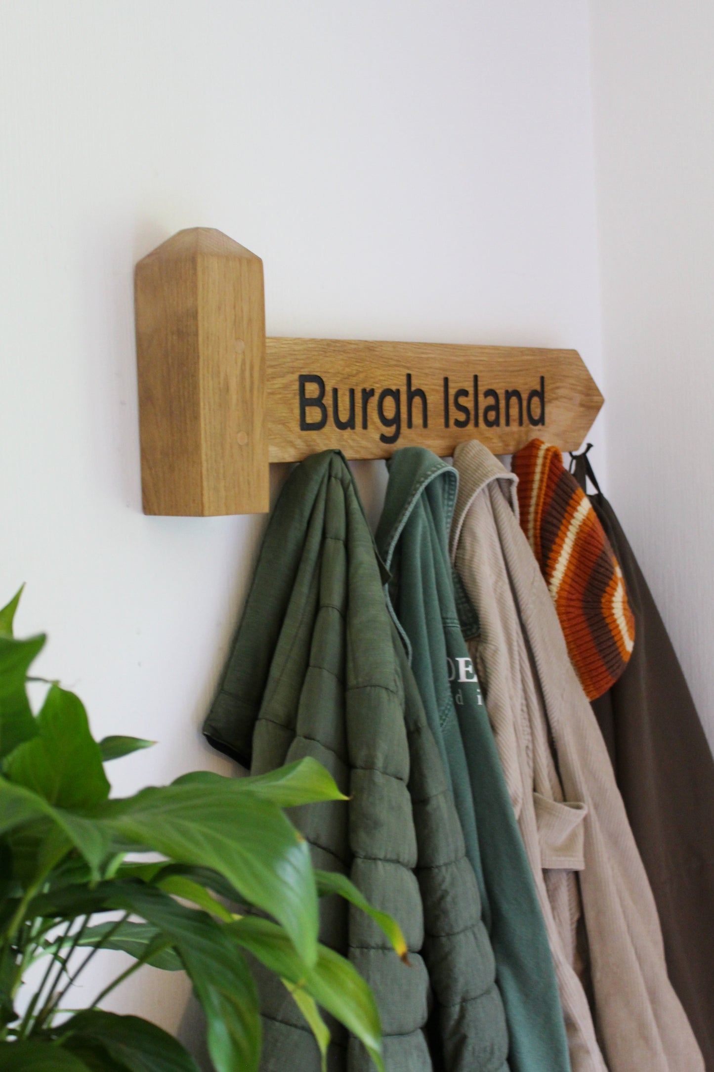 Engraved Wooden Coat Rack | Footpath style Coat Hanger