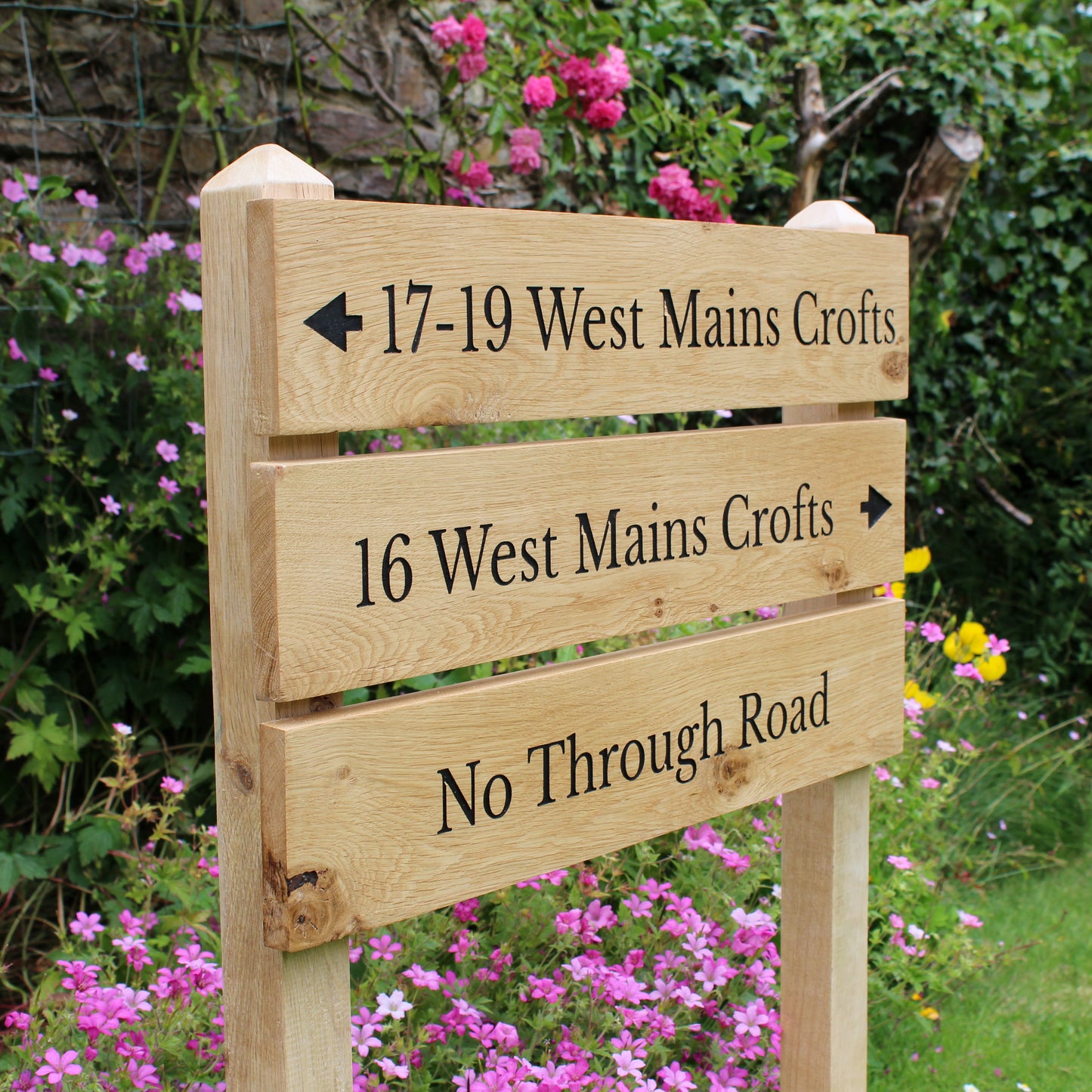 Ladder Tiered Wide Slatted Wooden Sign