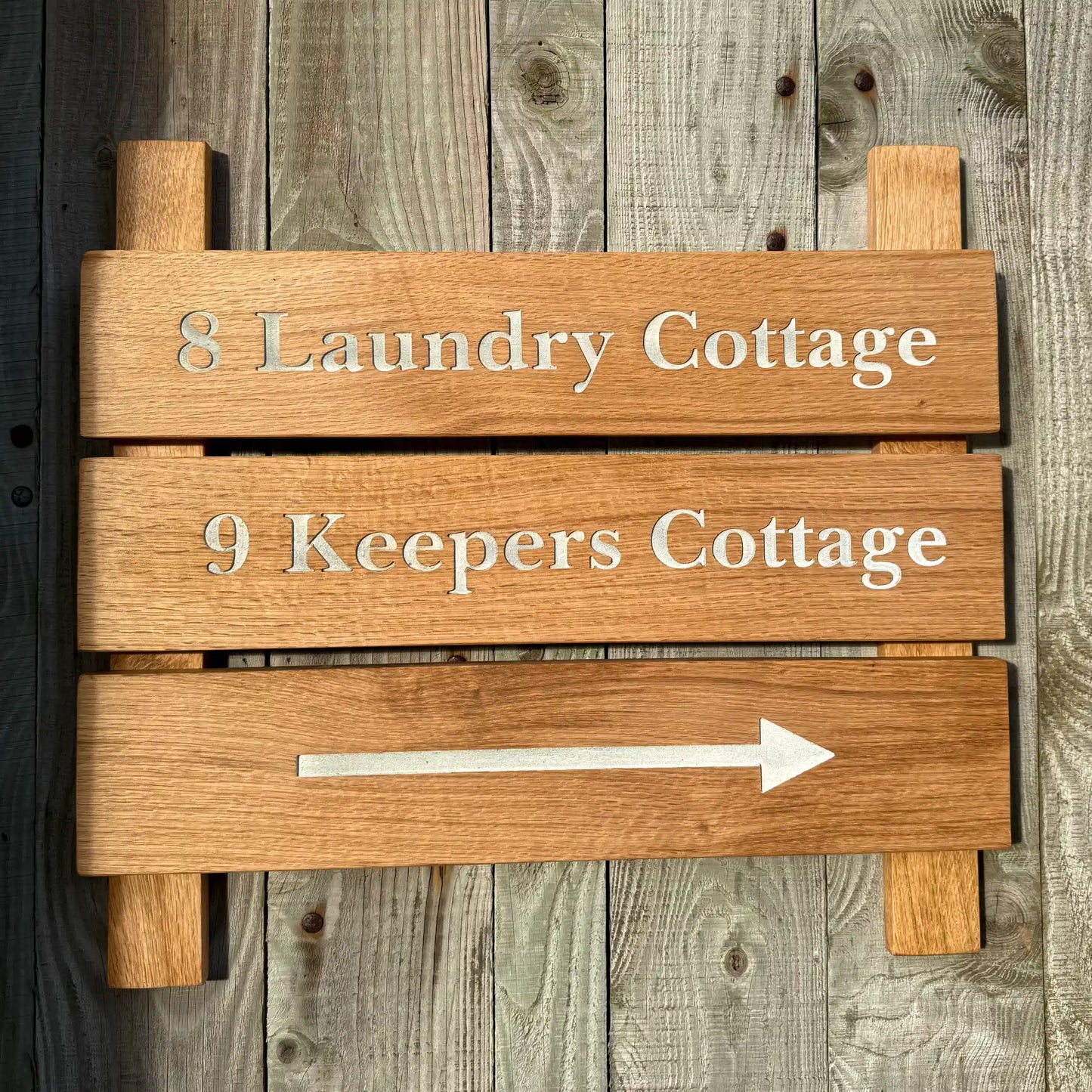 Wall-Mounted Ladder Tiered Slatted Wooden Sign