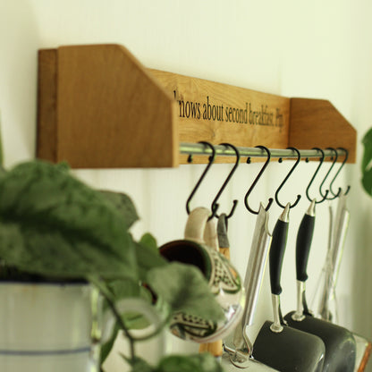 Custom Engraved Farmhouse Kitchen Pan Hanger – Handmade from Dartmoor Oak