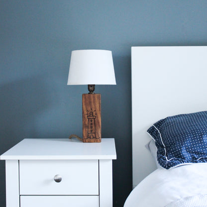 Personalised Wooden Engraved Lamp Base| with Lead and Bulb Holder