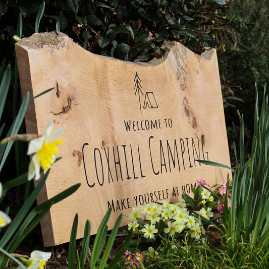 Engraved Live Edge Oak Estate Signage