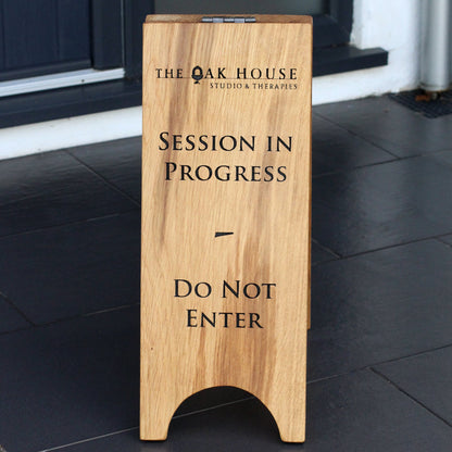 Solid Oak A-Board Sign – Double-Sided Engraved Pavement Sign