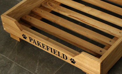 Solid Oak Engraved and Customised Dog Bed