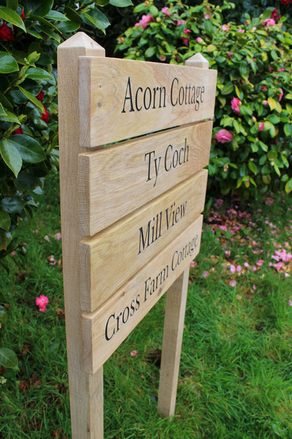 Ladder Tiered Wide Slatted Wooden Sign