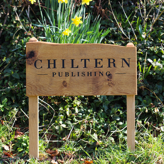 Engraved Live Edge Oak Sign with Legs