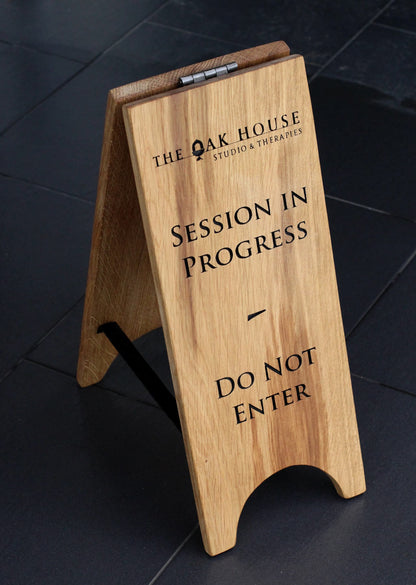 Solid Oak A-Board Sign – Double-Sided Engraved Pavement Sign