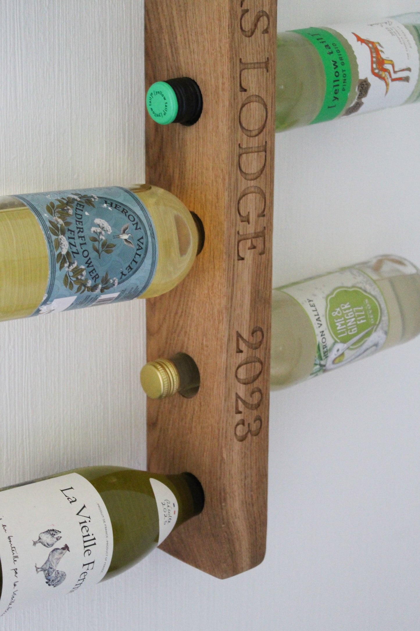 Engraved Wooden Wine Rack | Wall Mounted