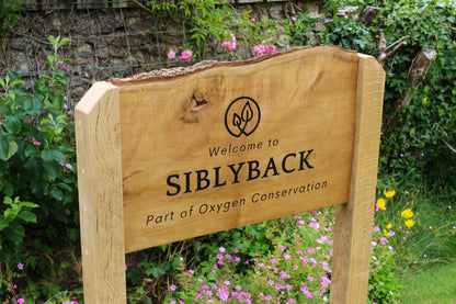 Engraved Live Edge Oak Entrance Signage