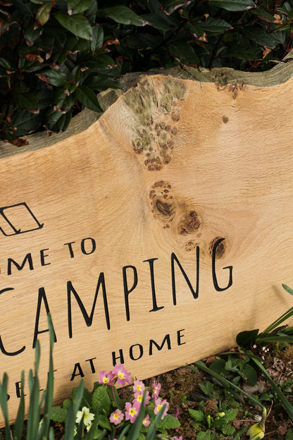 Engraved Live Edge Oak Entrance Signage