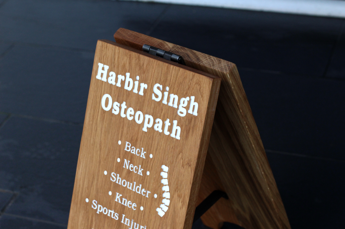 Solid Oak A-Board Sign – Double-Sided Engraved Pavement Sign