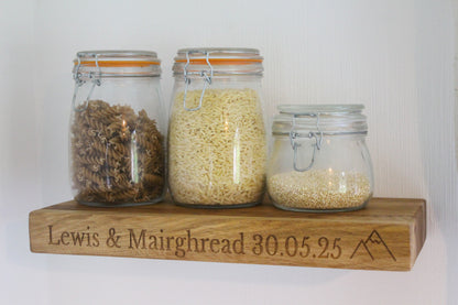 Dartmoor Oak with Personalised Engraved Floating Shelf