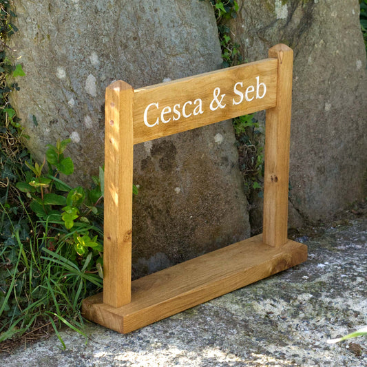 Portable Engraved Oak Sign