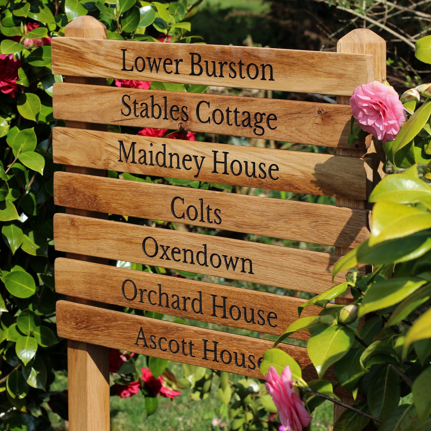 Ladder Tiered Thin Slatted Wooden Sign