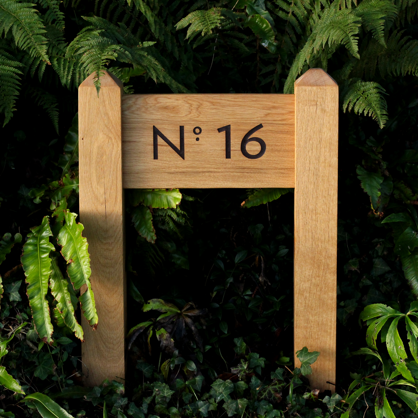 Bespoke Solid Oak Two Post Sign – Custom Font & Traditional Mortise Joinery