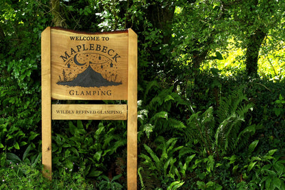 Bespoke Engraved Live Edge Wide Plank Freestanding Oak Sign with Hanging Plaque