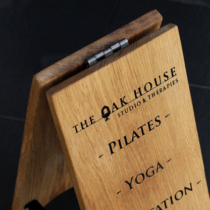 Solid Oak A-Board Sign – Double-Sided Engraved Pavement Sign