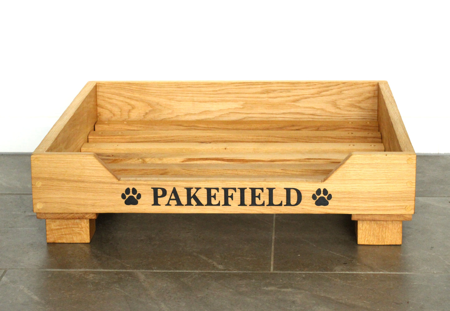 Solid Oak Engraved and Customised Dog Bed