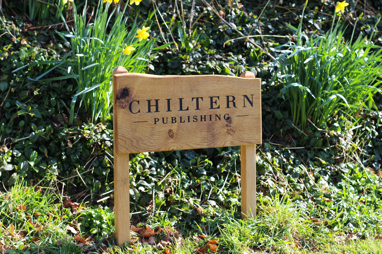 Engraved Live Edge Oak Sign with Legs