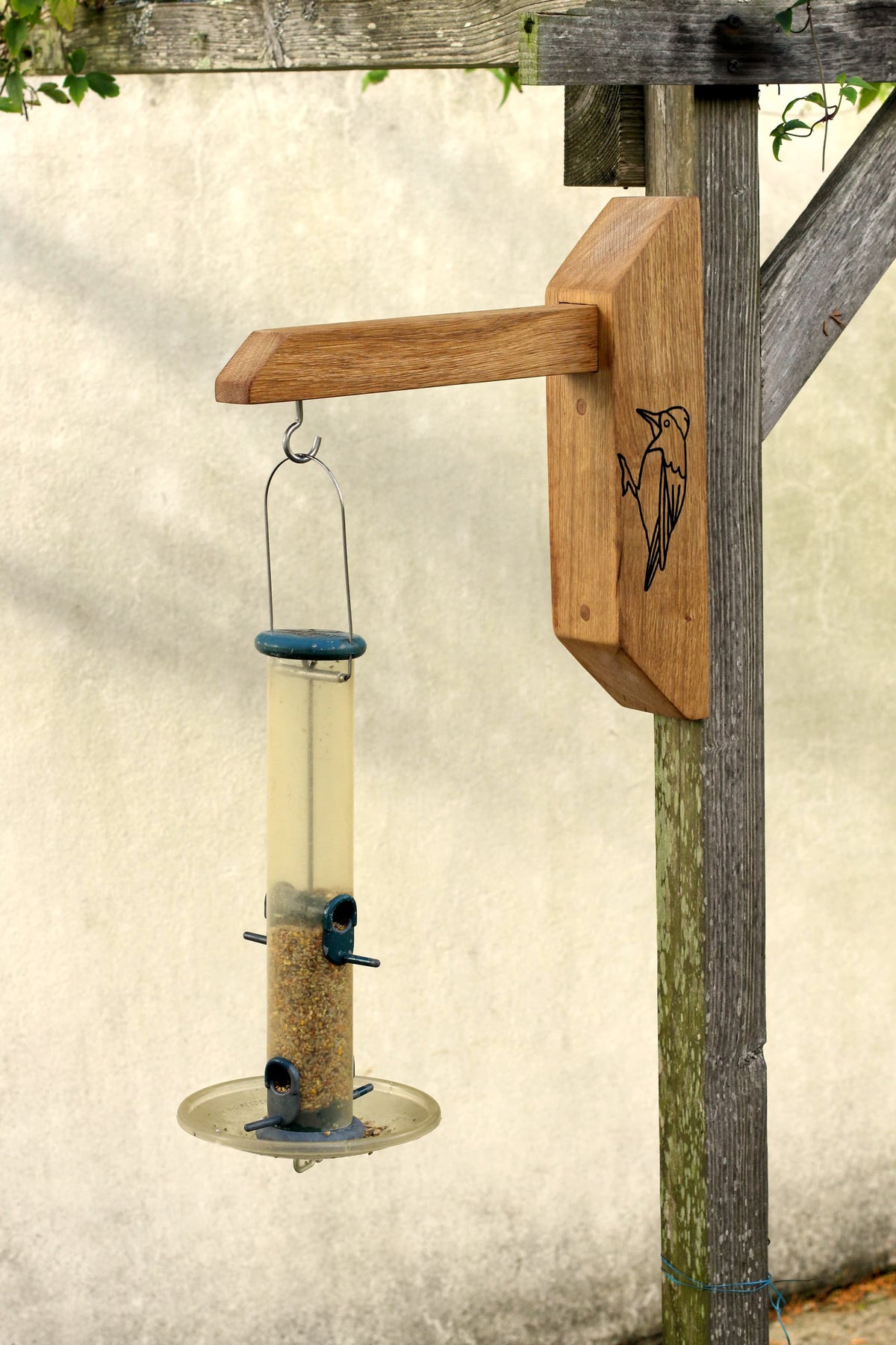 Wall-Mounted Wooden Bird Feeding Station