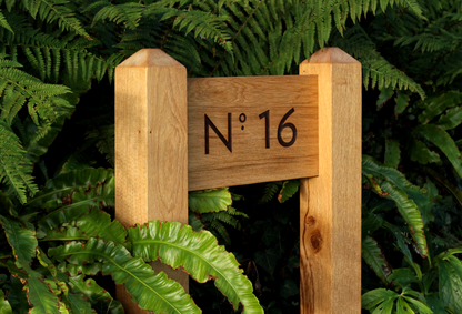 Bespoke Solid Oak Two Post Sign – Custom Font & Traditional Mortise Joinery