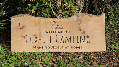 Engraved Live Edge Oak Entrance Signage