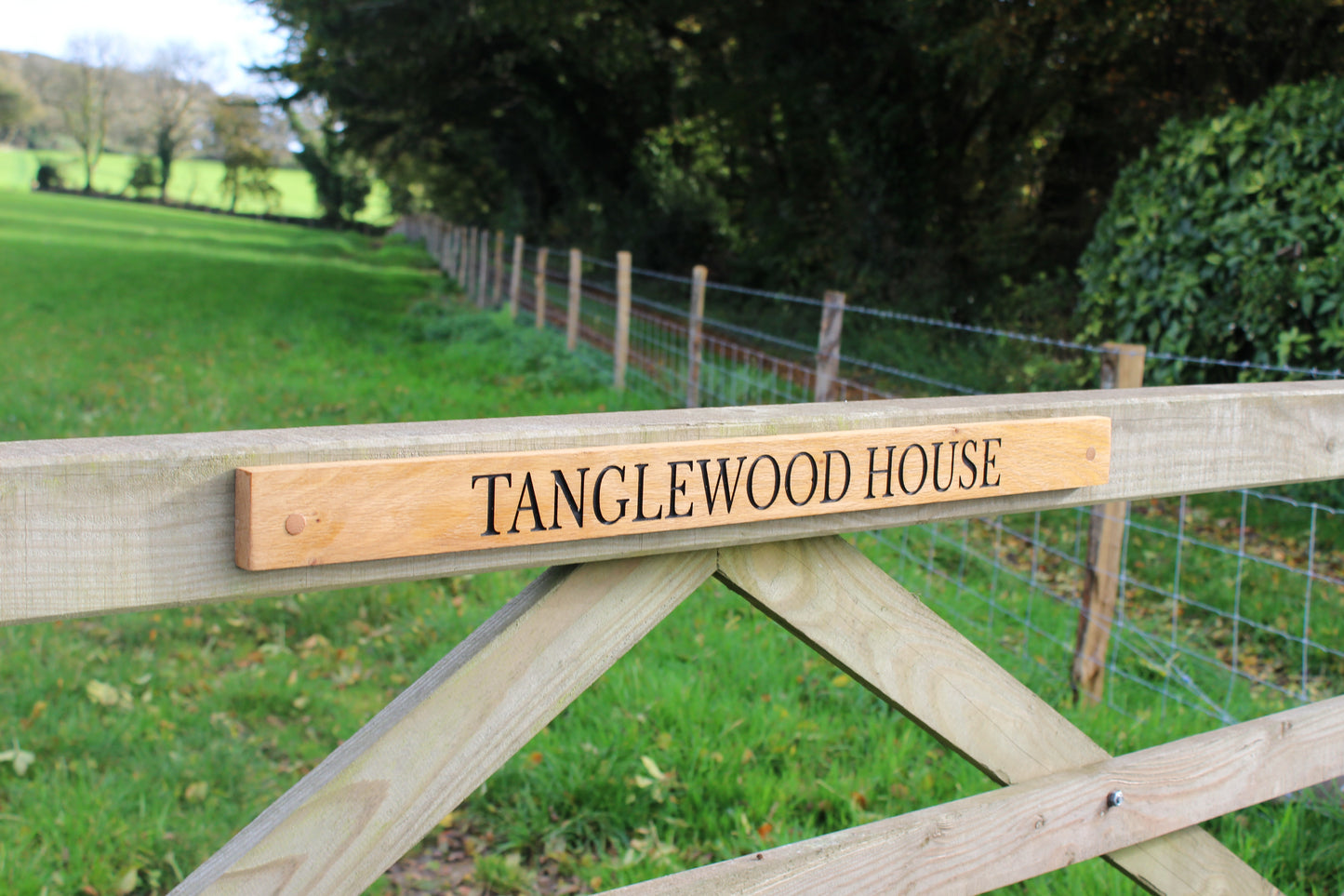 Classic Engraved Wooden Gate Sign