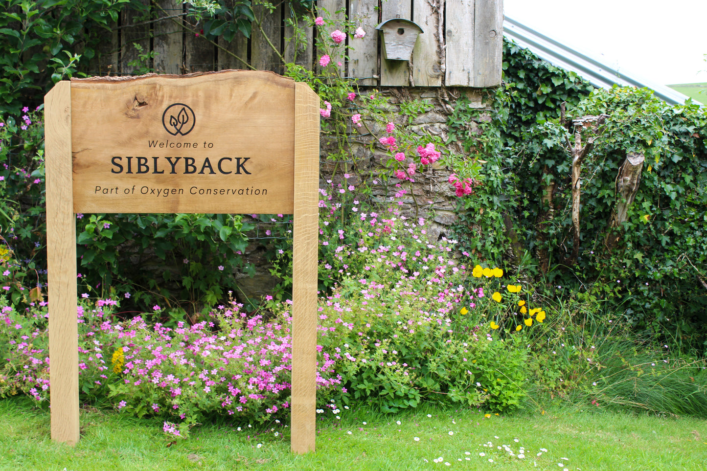 Engraved Live Edge Oak Estate Signage