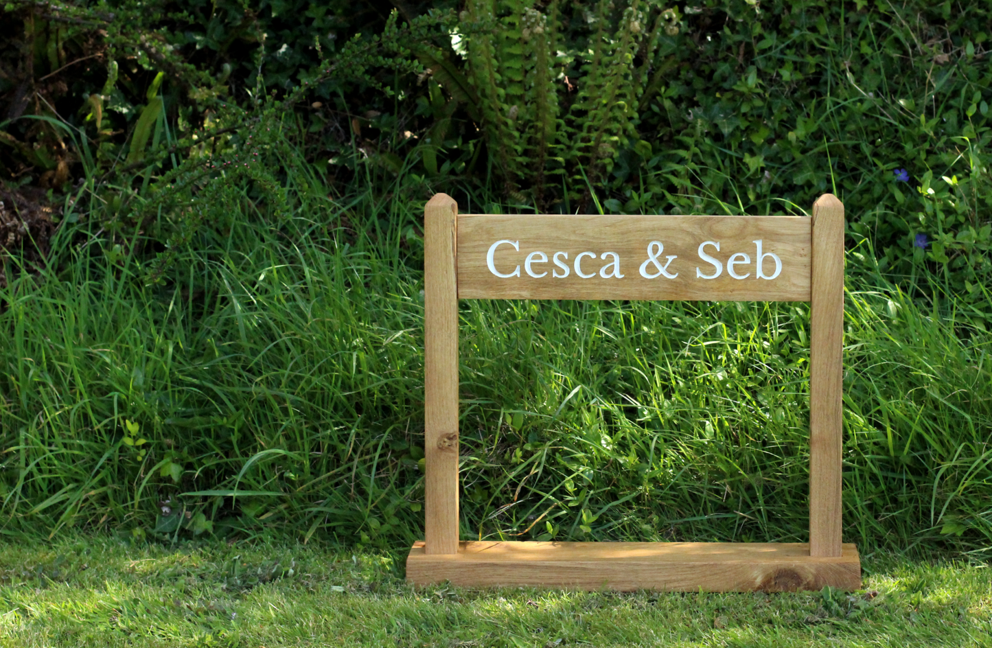 Portable Engraved Oak Sign
