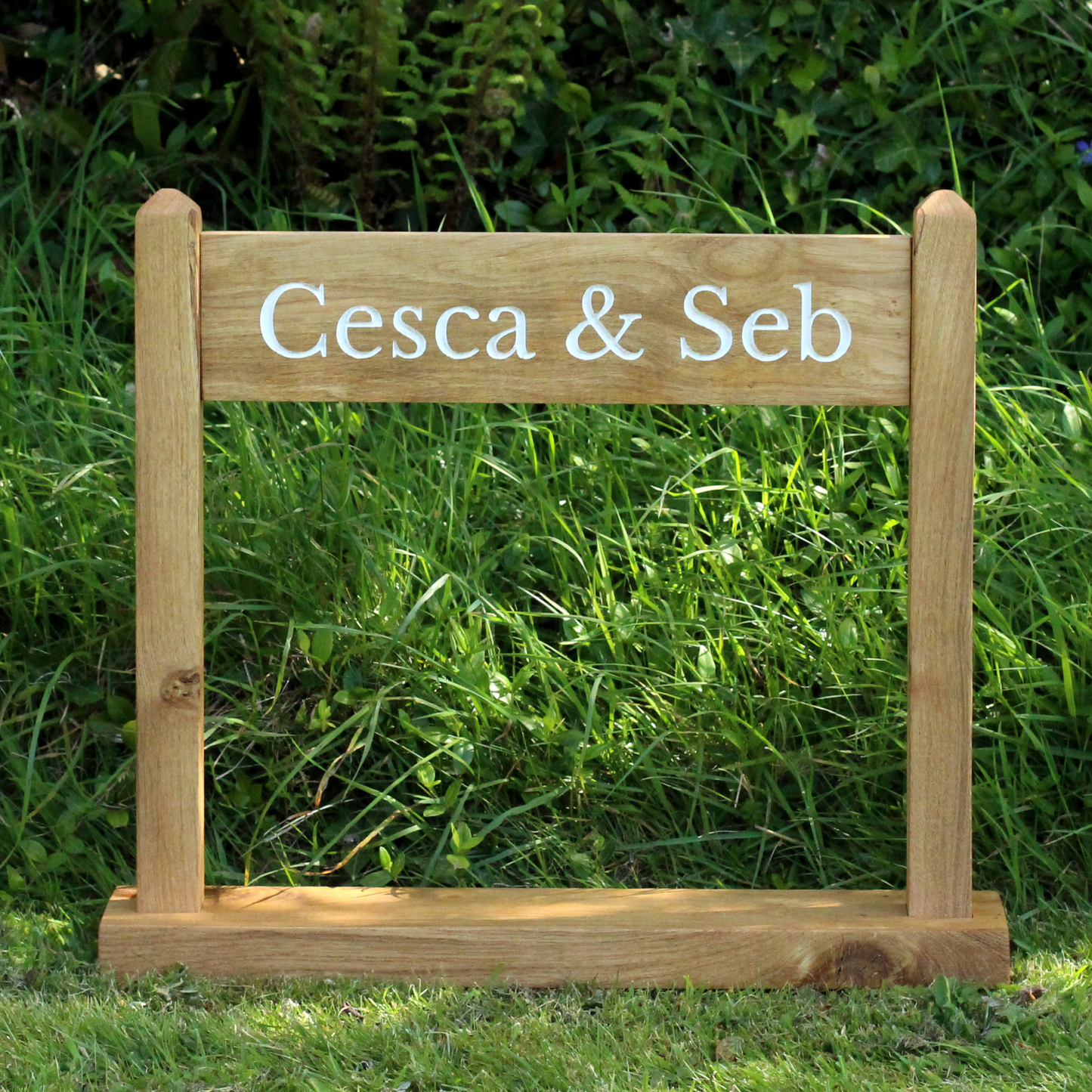 Portable Engraved Oak Sign