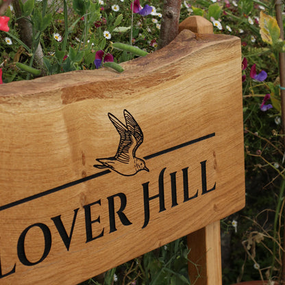 Engraved Live Edge Oak Sign with Posts