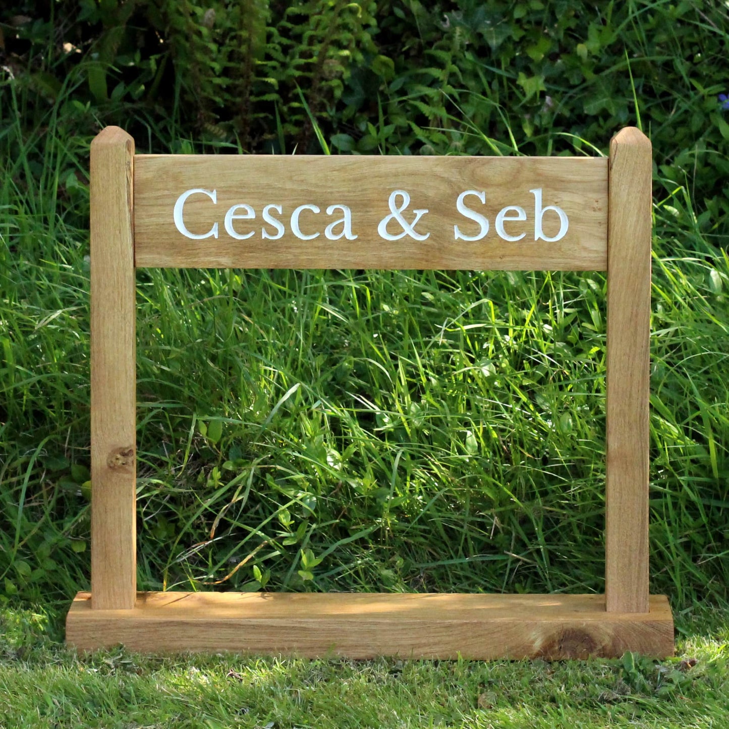 Portable Engraved Oak Sign