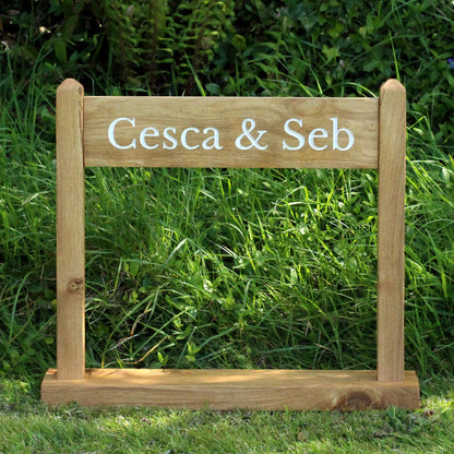 Portable Engraved Oak Sign