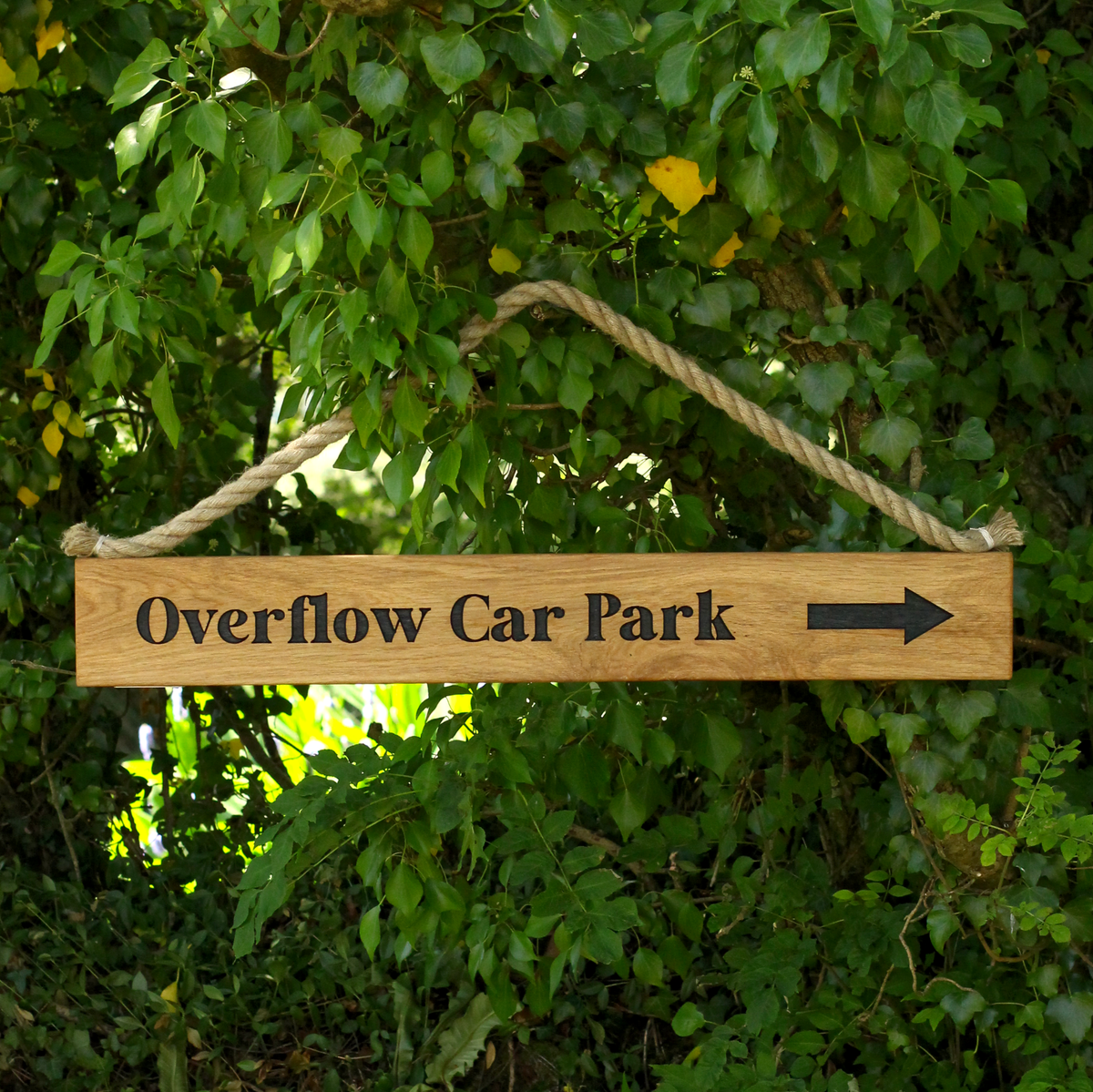Rustic Bespoke Wooden Hanging Sign with Hessian Rope