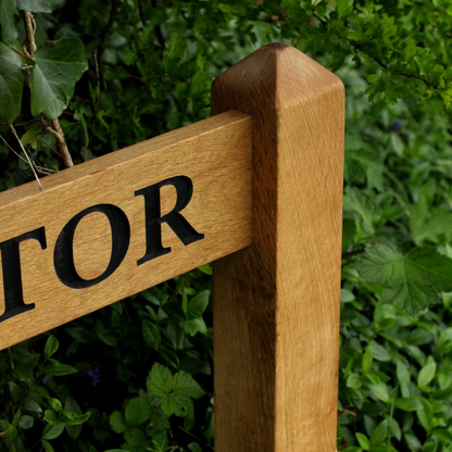 Bespoke Solid Oak Two Post Sign – Custom Font & Traditional Mortise Joinery
